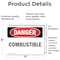 Signmission Combustible Danger Sign, Vinyl Decal, 7in W x 5in L, 2PK OS-2PACK-DS-D-57-L-2343 - alternate 4